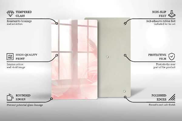 Glass worktop saver Pastel background roses