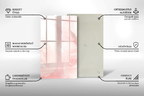 Glass worktop saver Pastel background roses