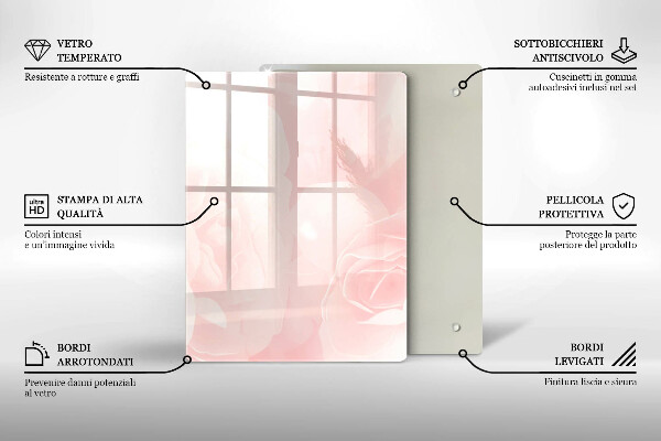 Glass worktop saver Pastel background roses