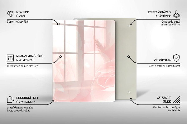 Glass worktop saver Pastel background roses