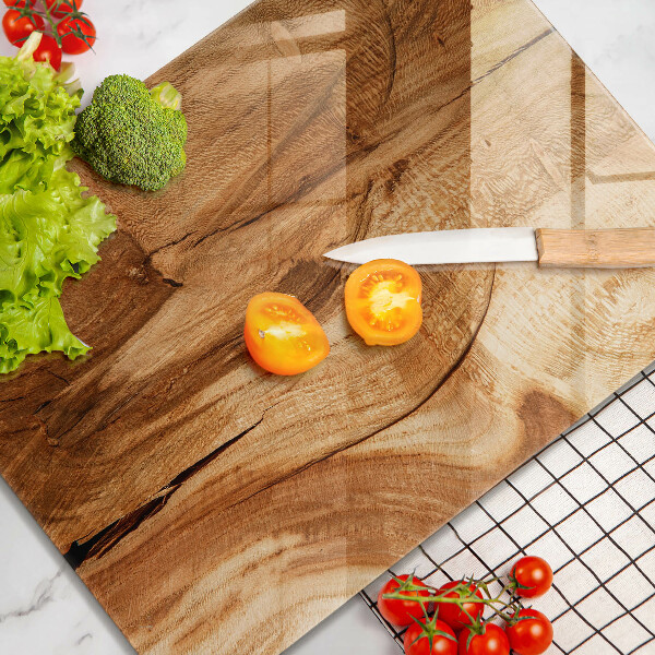 Glass worktop saver Wooden board texture