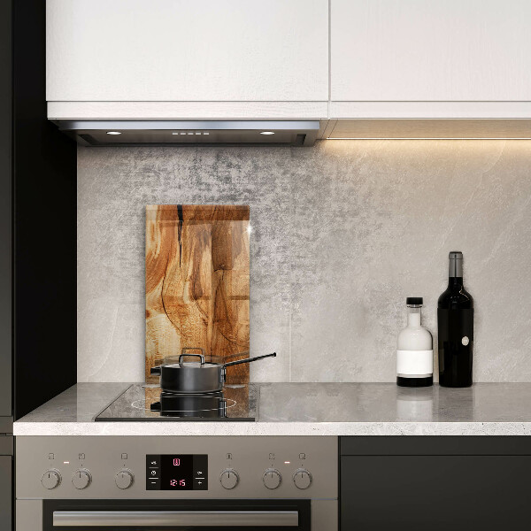 Glass worktop saver Wooden board texture