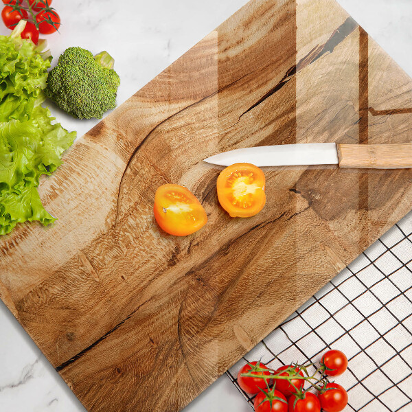 Glass worktop saver Wooden board texture