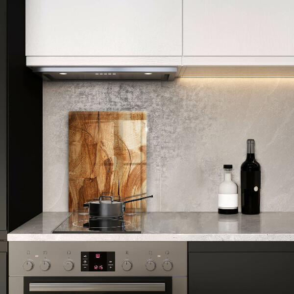 Glass worktop saver Wooden board texture
