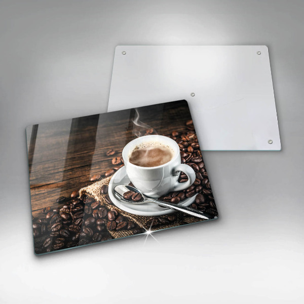 Glass worktop saver Cup and coffee beans