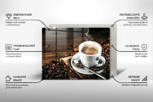 Glass worktop saver Cup and coffee beans