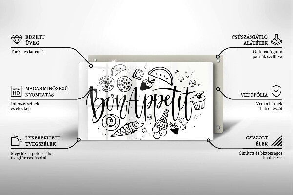 Glass worktop saver The inscription Bon Appetit