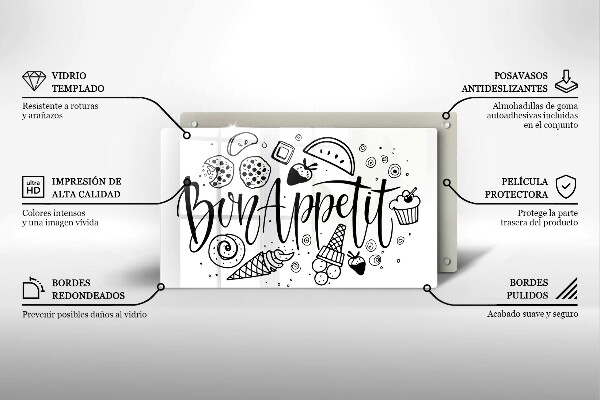Glass worktop saver The inscription Bon Appetit