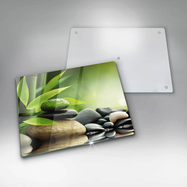 Glass worktop saver Zen bamboo stones