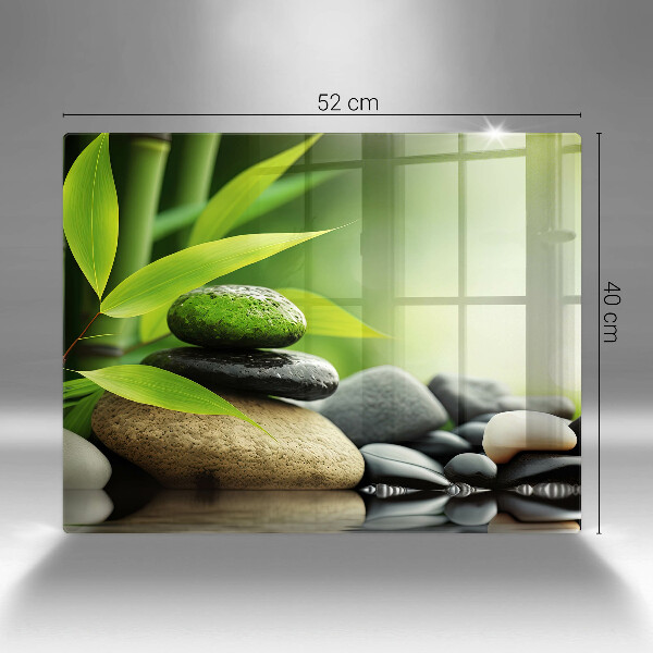 Glass worktop saver Zen bamboo stones