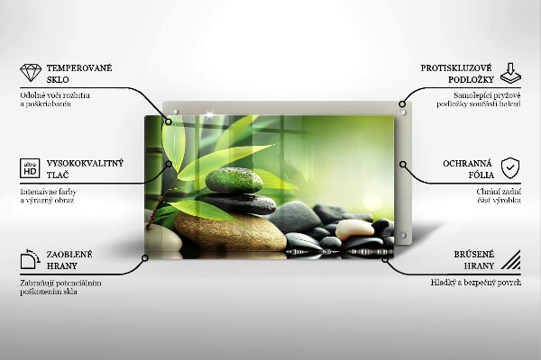 Glass worktop saver Zen bamboo stones