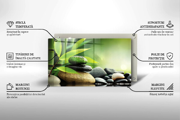 Glass worktop saver Zen bamboo stones