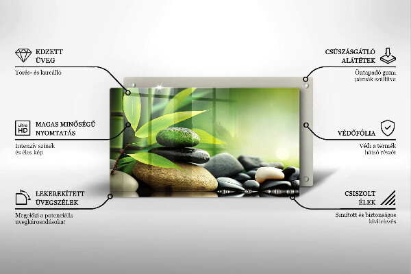 Glass worktop saver Zen bamboo stones