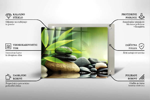 Glass worktop saver Zen bamboo stones