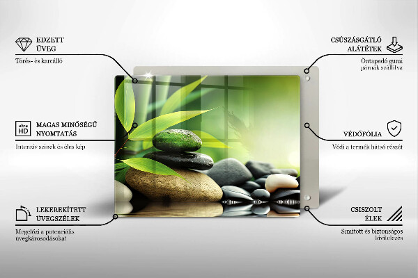 Glass worktop saver Zen bamboo stones