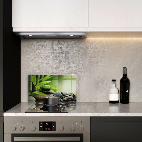 Glass worktop saver Zen bamboo stones