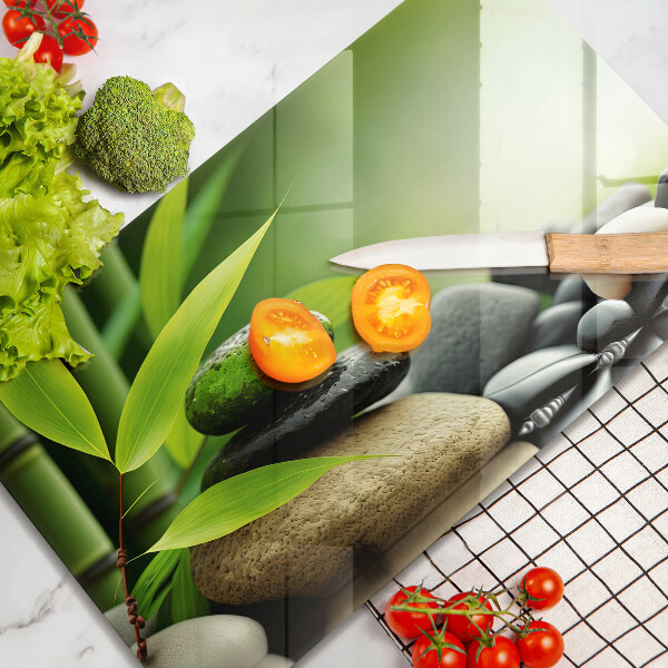Glass worktop saver Zen bamboo stones