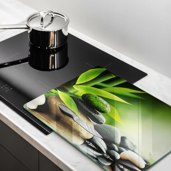 Glass worktop saver Zen bamboo stones