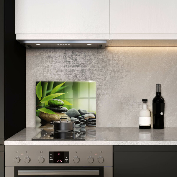 Glass worktop saver Zen bamboo stones