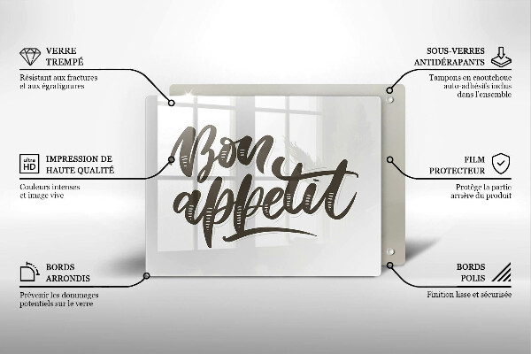 Glass worktop saver The inscription Bon Appetit
