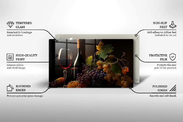 Glass worktop saver A glass of wine and grapes
