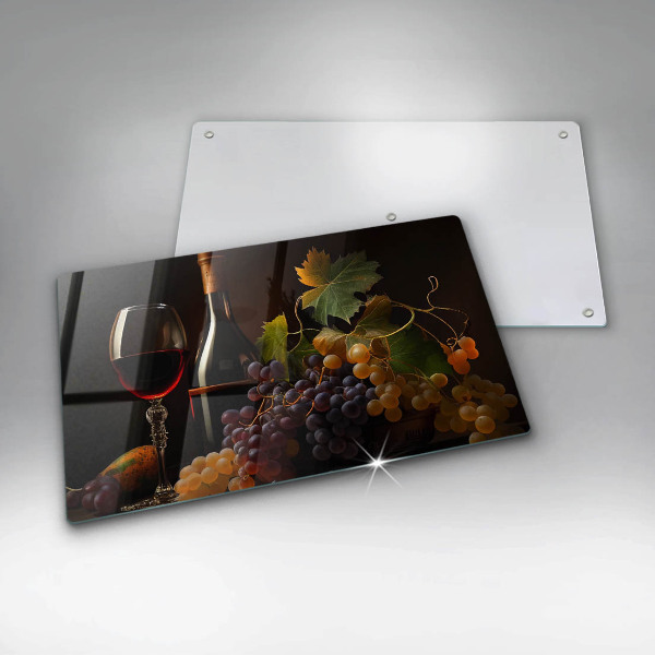 Glass worktop saver A glass of wine and grapes