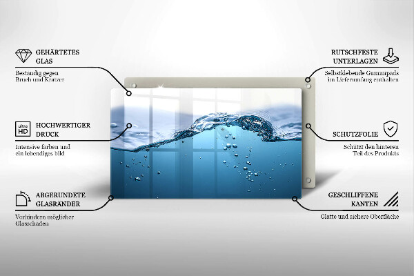 Glass worktop saver Blue water