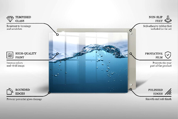 Glass worktop saver Blue water