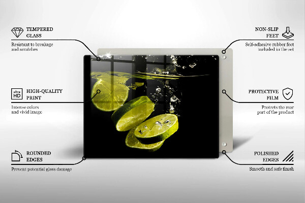 Glass worktop saver Lime in water