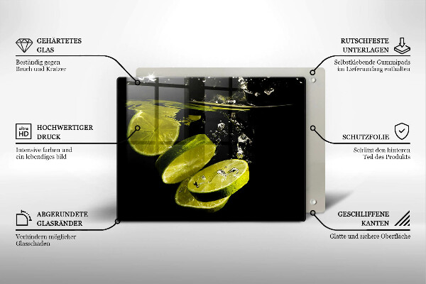 Glass worktop saver Lime in water