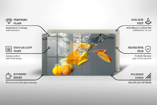 Glass worktop saver Lemons in water