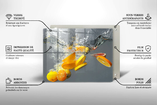 Glass worktop saver Lemons in water