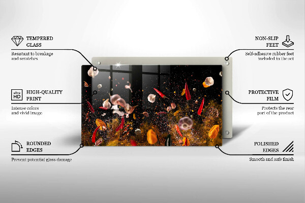 Glass worktop saver Hot spices