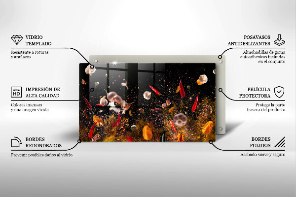 Glass worktop saver Hot spices
