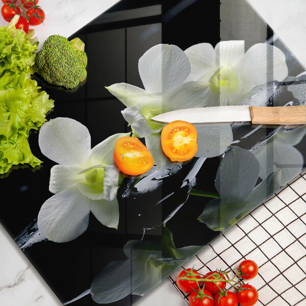 Induction hob protector Zen white flowers in water