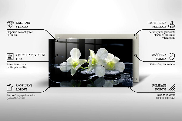 Induction hob protector Zen white flowers in water