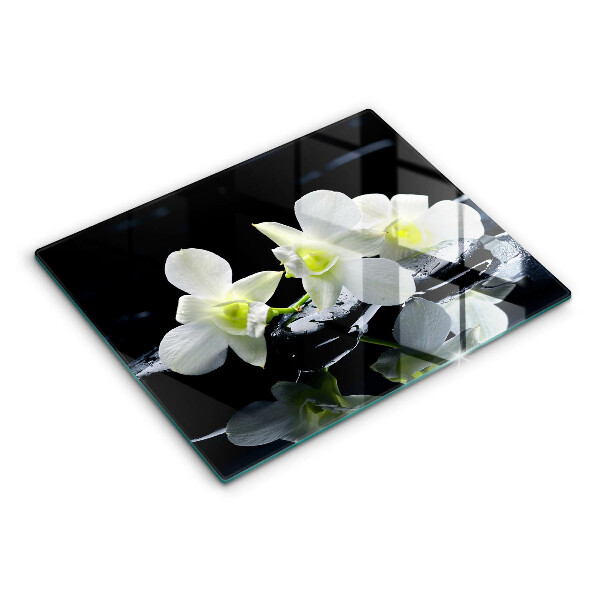 Induction hob protector Zen white flowers in water