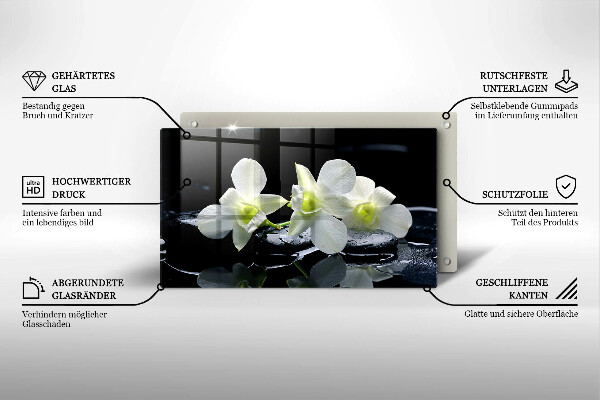 Induction hob protector Zen white flowers in water
