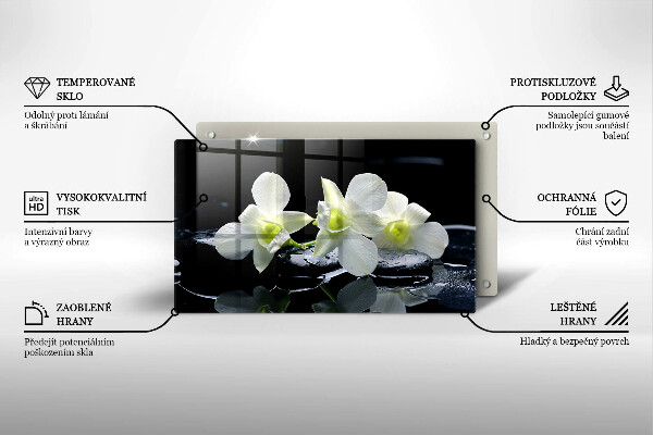 Induction hob protector Zen white flowers in water