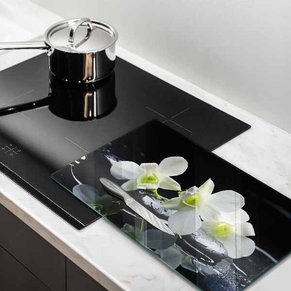 Induction hob protector Zen white flowers in water