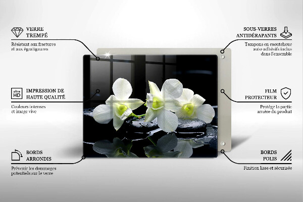 Induction hob protector Zen white flowers in water