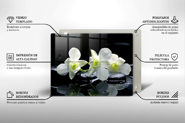 Induction hob protector Zen white flowers in water