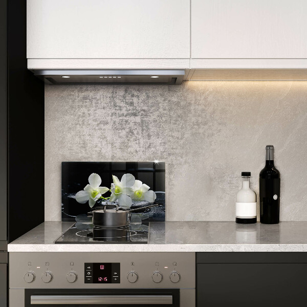 Induction hob protector Zen white flowers in water