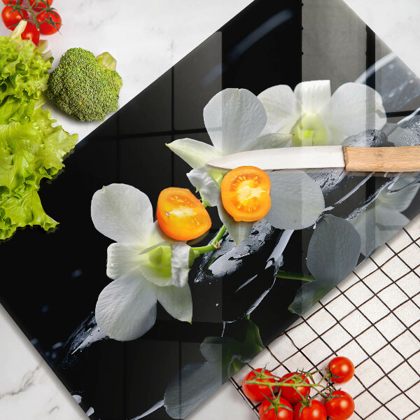 Induction hob protector Zen white flowers in water
