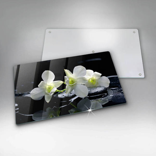 Induction hob protector Zen white flowers in water