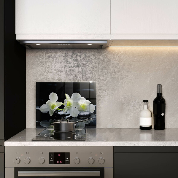 Induction hob protector Zen white flowers in water