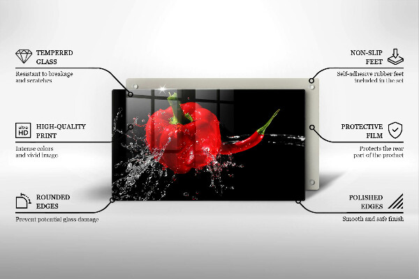 Induction hob protector Red peppers in water