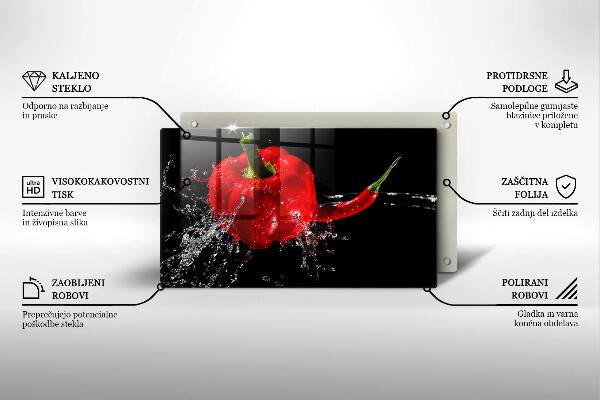 Induction hob protector Red peppers in water