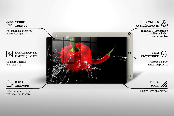Induction hob protector Red peppers in water