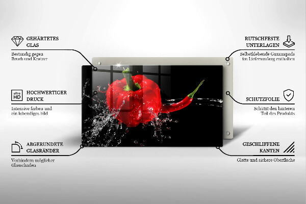 Induction hob protector Red peppers in water